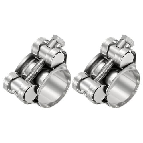 Kozelo 2Pcs 304 Stainless Steel T-Bolt Hose Clamp, Adjustable OD Range 0.9" to 1" (23-25mm) Heavy Duty Pipe Strap Clamp, Metal Fuel Line Clamping for Automotive, Plumbing, Industrial