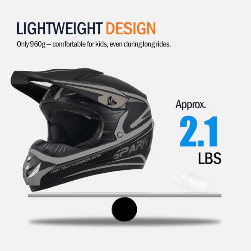 TTMiku Gray Youth Kids Dirt Bike Helmet DOT Approved Large by TTMiku - Used condition - Image 5
