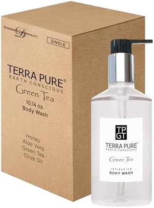 Terra Pure Green Tea Body Wash, 10.14 oz. With Organic Honey And Aloe Vera (Single)