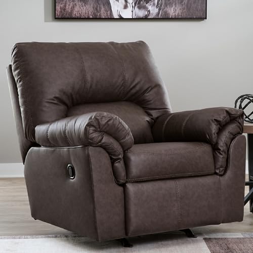 Image of Signature Design by Ashley Rocker Recliner Chair, Dark Brown Faux Leather