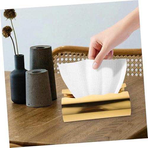 Boîte à mouchoirs dorée acier inoxydable porte-serviette table - 8