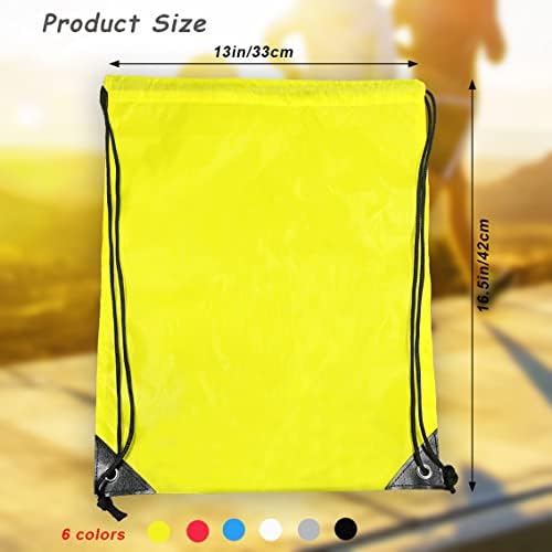 CKANDAY 6 Colors Drawstring Backpack Bags, Portable Tote Sport Bags Storage Polyester String Backpack Cinch Bags Sack Bulk for Kid Women School Travel Gym Yoga Outdoor Running Traveling