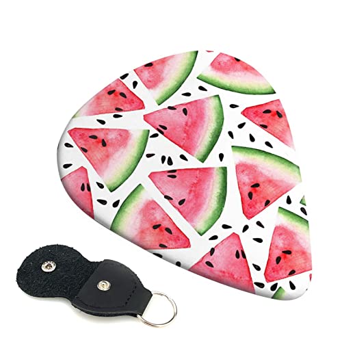 Lot de 6 médiators imprimés pastèque pour guitare acoustique et électrique avec boîte de rangement - Les Beatles, Paul McCartney, John Lennon, RIngo Starr, George Harrison Lot de 6 médiators imprimés pastèque pour guitare acoustique et électrique avec boîte de rangement