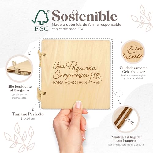 Miniatura 3 de Anunciar Embarazo Abuelos Y Familia Con Librito De Madera - Vais A Ser Abuelos - Vamos A Tener Un Bebé - Anuncio Embarazo Sorpresa Con Marco Ecografía Bebé Mikito