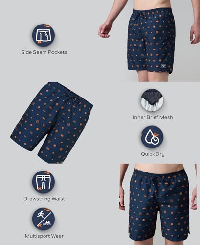 Image of Speedo Men's 4 Way Flex Essential Printed Watershorts with Side Pockets | Water Repellent | Internal Drawcord | Wide Waistband Swimming Trunks