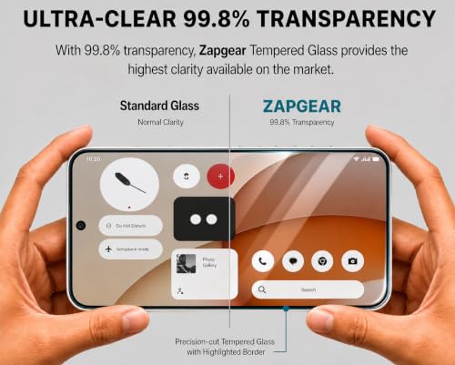 Image of Tempered Glass for Nothing Phone (4a) | 9H Military-Grade Hardness | Edge-to-Edge Full Coverage | In-Display Fingerprint Compatible | Bubble-Free HD Screen Protector