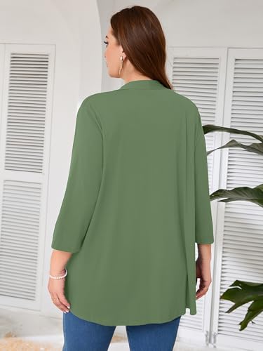 Image of AusLook Women's Plus Size Lightweight Open Front Cardigan 3 /4 Sleeve Cover Ups Shrugs Shawls and Wraps Kimono Jacket Coat