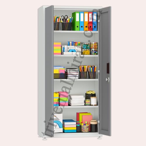 Image of Triveni almirah SHELF-26 |10-Year Guarantee on Paint and Lock| Dual-Door Office Steel Almirah with 5 Fixed Shelves & Powder-Coated Finish (36-Inch Width)