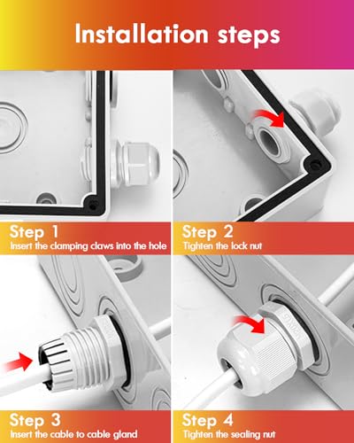 52 Stück Kabelverschraubung Set, Gorffy IP68 Kabeldurchführung Wasserdicht M12 M16 M20 M25, Kabelverschraubungen für Outdoor Garten Schaltkasten Abzweigkasten, Kunststoff Nylon Kabeldurchführungen