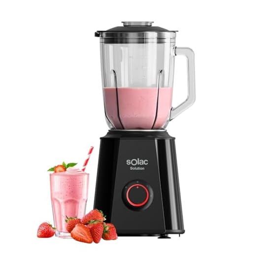 Solac - Batidora de vaso Solution BV6785 1500W, Jarra cristal graduada 1.5L, Cuchilla desmontable de inox con 4 filos, 2 velocidades + Pulse, Pica hielo, Vaso medidor 50ml, Apta lavavajillas