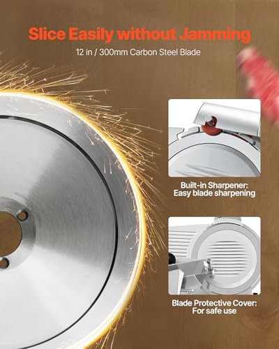 Image of VEVOR Commercial Meat Slicer 12 inch Electric Food Frozen Deli Slicers 400W