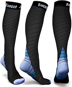 Rwest X Bas de Contention Femme et Homme, Chaussettes de Contention, Chaussette de Compression pour le sport, le fitness, la course, la randonnée, les voyages, le cyclisme
