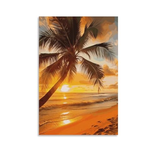Toile murale plage tropicale haut de gamme 60x90cm art moderne sans cadre