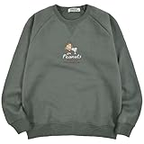 [ヨシダユウ] スヌーピー トレーナー ペパーミントパティ 刺繍 長袖 裏起毛 SNOOPY PEANUTS M Lkhaki