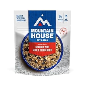 Mountain House Granola with Milk & Blueberries | Freeze Dried Backpacking & Camping Food | 2 Servings