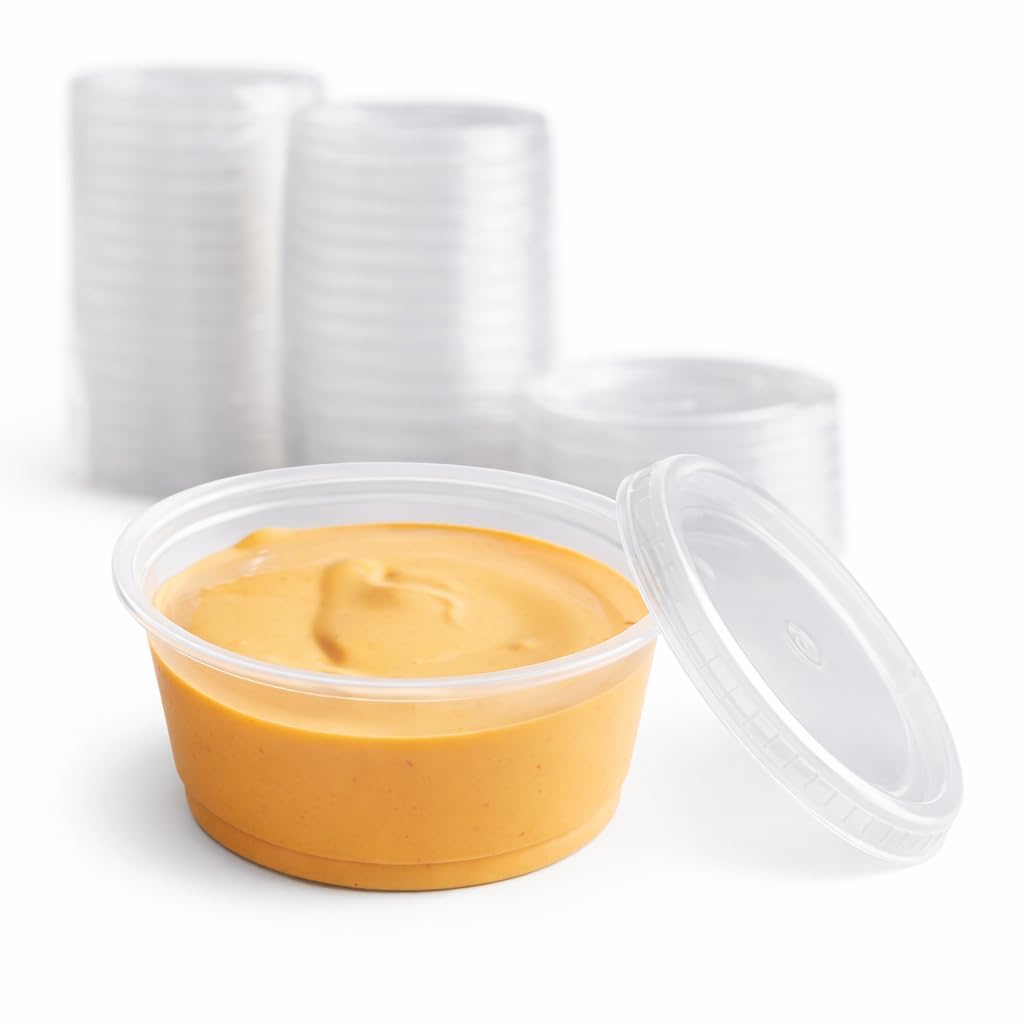 2 oz Clear Plastic Souffle Cups, BPA Free Portion Cups With Lids, 100 Sets