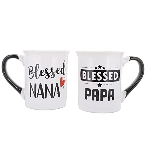 Cottage Creek Regalos de Navidad para abuelos, regalos de abuela, regalos para papá, juego de 2 tazas de café de cerámica de 16 onzas, regalos para abuelos, regalos para abuela y papá