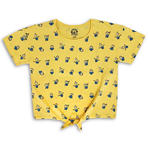 Image of Kidsville Minions Printed Regular Fit Yellow Cotton Girl's T-Shirt