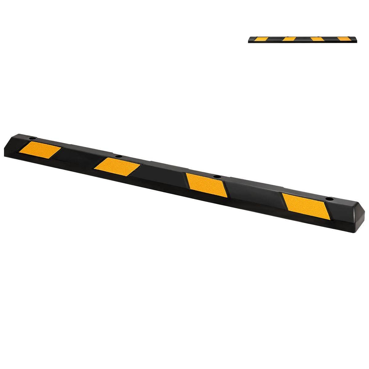 1/2 Pack Rubber Kerb, 54/182cm Parking Guide Block with Yellow Reflectors, Heavy Duty Wheel Stop Driveway Bump for Car, Truck, RV, Trailer and Garage (1 Pack, 182 x 15 x 10cm)