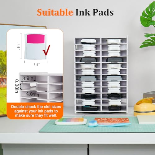 Image of SANFURNEY 48 Slots Ink Pad Spinning Holder Stamp Pad Storage Rack Craft Supply Organizer