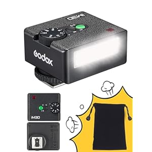Godox Flash Godox iM30 Mini Flash – Camera Flash GN 15, 7 Power Levels, IM 30 Mini Manual Flash for Canon/Sony zv1/Sony zve10 /Ricoh gr3/Fuji f1-230 Full-Power Flashes/6500KÂ±200K/3.6S Recycle