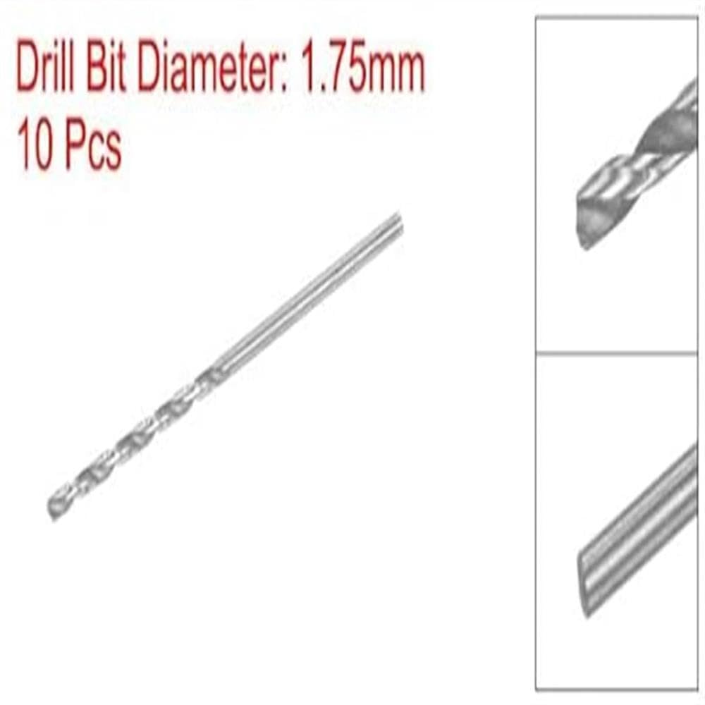 10 Pcs 1.75mm High Speed Steel Drill Bits. Fully Ground 52mm Length Drill Bit