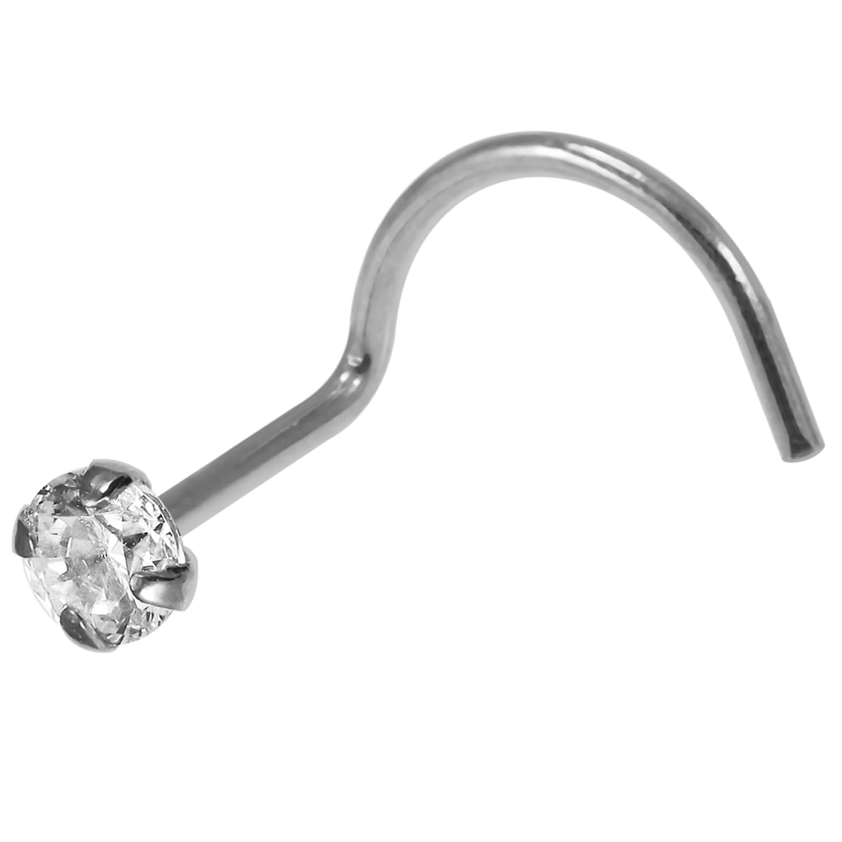 Piercing para la nariz de oro macizo de 14 quilates, calibre 22, con circonita cúbica redonda
