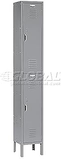 Global Industrial Double Tier Locker, 12x12x36, 2 Door, Unassembled, Gray