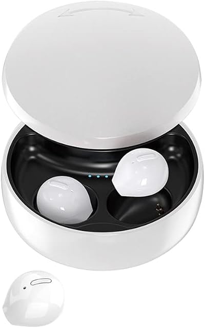 Xmenha Invisible Earphones, Sleep Ear Buds, True Wireless Earbuds for Small Ear Sleeping Bluetooth 5.1 Headphones in-Ear Earpiece 38 Playtime Built-in Mic with Charging Case for iPhone Android White
