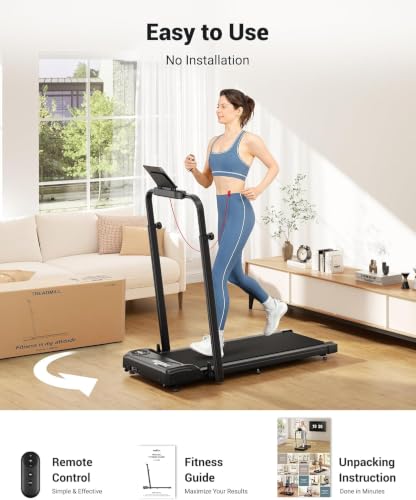 Image of THERUN Walking Pad with Handle Bar, 2 in 1 Under Desk Portable Treadmill