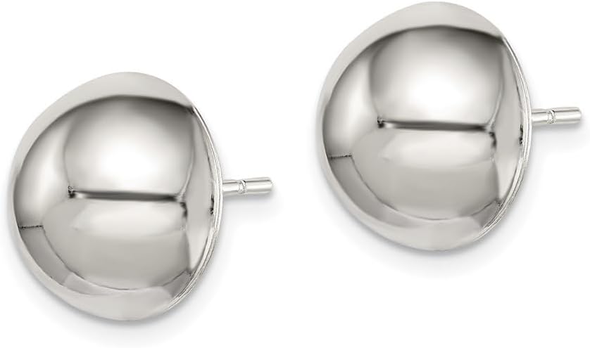Diamond2Deal 925 Sterling Silver Half Ball Stud Earrings (L- 0.47 in, W- 0.47 in)