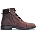 TNXZ Men's Cap Toe Work Boots Side Zip Distressed Leather Lace-up Casual Combat Fashion Ankle Shoe,Black,11.5