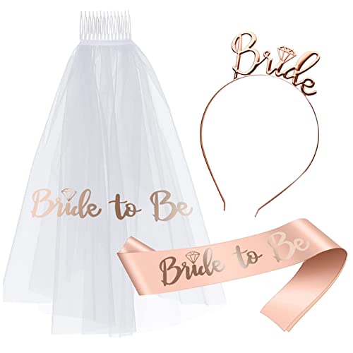 Bymivofun Conjunto de Velo de Banda de Tiara Bride to Be, Accesorios de Despedida de Soltera con Bride to Be, para Novia, Despedida de Soltera, Despedida de Soltera, Boda, Despedida de Soltera Cover