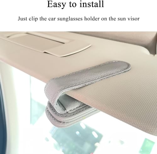 Image of Automaze Magnetic Leather Car Visor Sunglass Holder - Eyeglass Hanger Clip for Car Visor, Secure Sunglasses & Glasses Holder, Gray (Pack of 2)