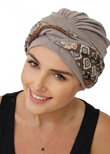 Deresina Headwear Aura Bambus-Turban Chemo Kopfbedeckung für Frauen bei Haarausfall & Alopezie Verstellbares Stirnband-Design Atmungsaktiv (Mocha Einheitsgröße)