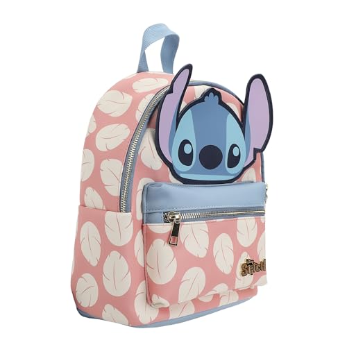 Disney Stitch Applique Character Head Pink Dress Pattern 10.6" Mini Backpack2