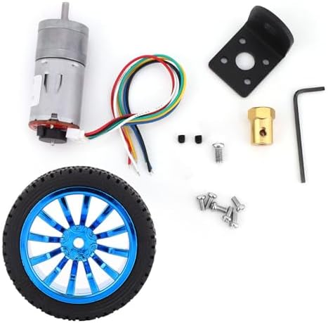DC 6V DIY Encoder Gear Motor with Mounting Bracket 65mm Wheel Kit Micro Speed Reduction Motor Mini Motor for Art Car Robot Model DIY Engine Toy(100RPM)