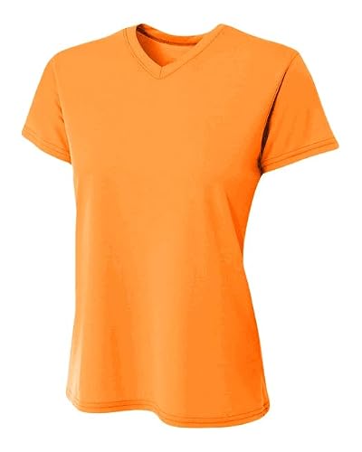 A4 Ladies' Sprint Performance V-Neck T-Shirt, Safety Orange, M