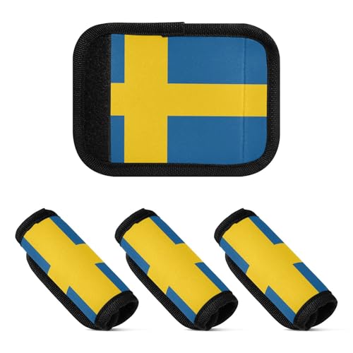 2 fundas de neopreno para asa de equipaje, identificador de asa de equipaje para bolsa de viaje al aeropuerto, Bandera nacional de Suecia, one sizex2