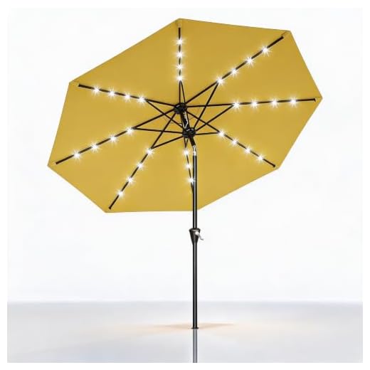 10FT Solar Patio Umbrella with LED Lights