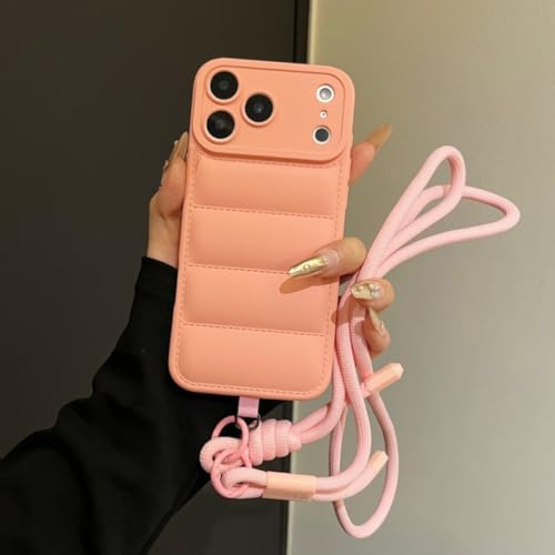Étui bandoulière iPhone 8 Plus en silicone souple premium rose