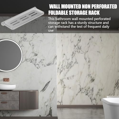 Étagère murale pliable de douche pour flacons et serviettes invités