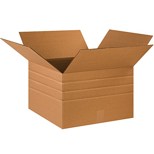 Image of Partners Brand PMD181812 Multi-Depth Corrugated Boxes, 18 inchL x 18 inchW x 12 inchH, Kraft (Pack of 20)