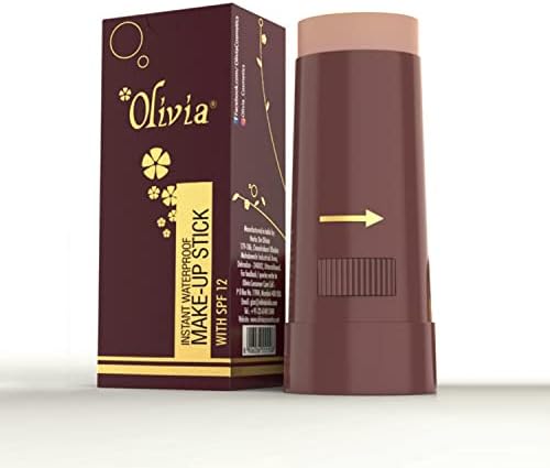 Olivia Instant Waterproof Makeup Stick with SPF 12-06 Peach Rose | 3-in-1 Foundation, Concealer & Moisturizer | Sweatproof, Long-Lasting Base Makeup | Evens Skin Tone & Hides Blemishes