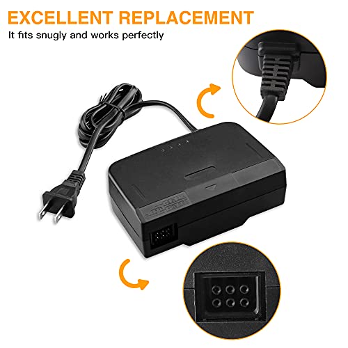 Xahpower N64 Power Supply And Cable, Ac Power Supply Adapter And Av Composite Video Cable Cord Compatible With Nintendo 64 thumb #1