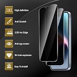 3 Pack Privacy Screen Protector for iPhone 14/13/13 Pro/iPhone 16e/iPhone 17e, Mounting Frame, Anti Spy Tempered Glass 9H Hardness, Black Protector Anti Spy, Bubble Free, Anti-Scratch