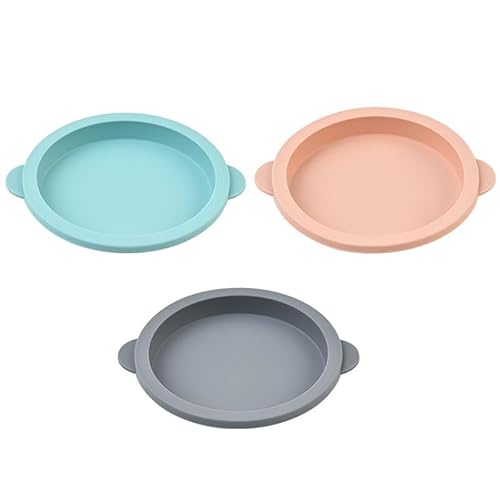 FooYee 3 Pack Silicone Cake Moulds, Non-Stick Baking Tins for Round Cakes, Quick Release Moulds for Muffins, Puddings, and Bread in Three Colours (13.5 * 12cm)