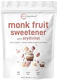 Monk Fruit Sweetener with Erythritol Granules, 4 Pounds, No After Taste, 1:1 White Sugar Substitute, Keto Diet Friendly, Zero Calorie, Natural Sweetener for Drinks, Coffee, Tea, Cookies, No-GMO, Vegan