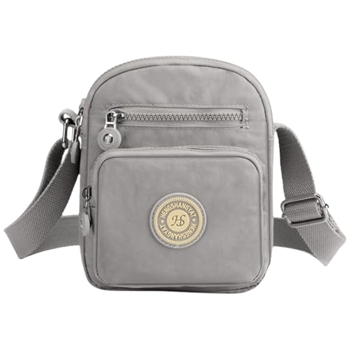 FAVORTALK Grey Nylon Handbags for Women Crossbody - Over the Shoulder Bag with Adjustable Strap Lightweight Cross Body Bags with Multiple Pockets Waterproof Messenger Bag Small - B36310