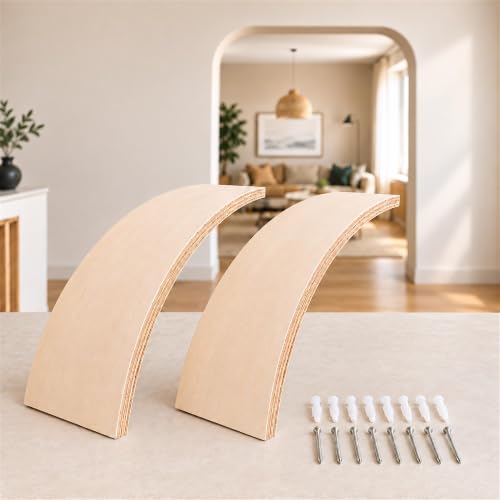 Image of QUIVVALO 9-Inch Radius Doorway Arch Kit for Drywall, 2 Pcs Wooden Trim
